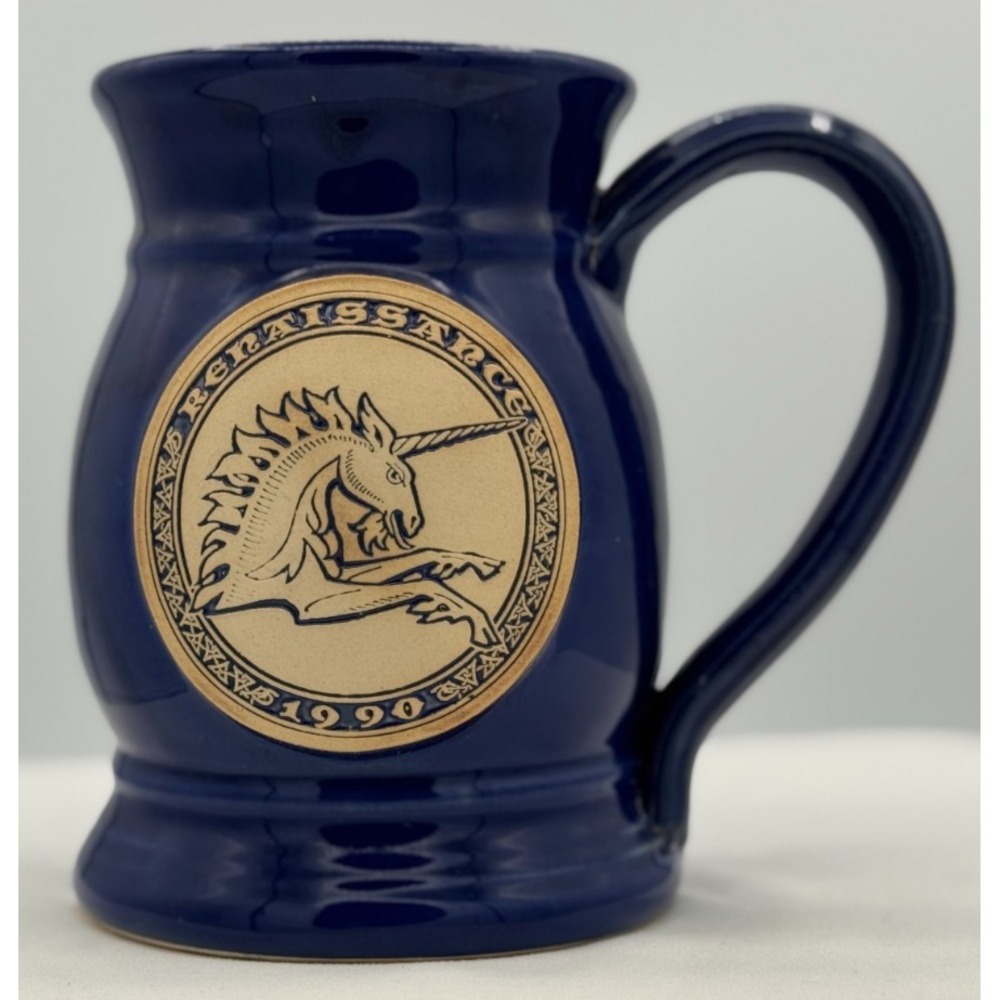 1990 Renaissance Ceramic Mug - 5 1/4 IN Tall - Blue - Very Good Condition
